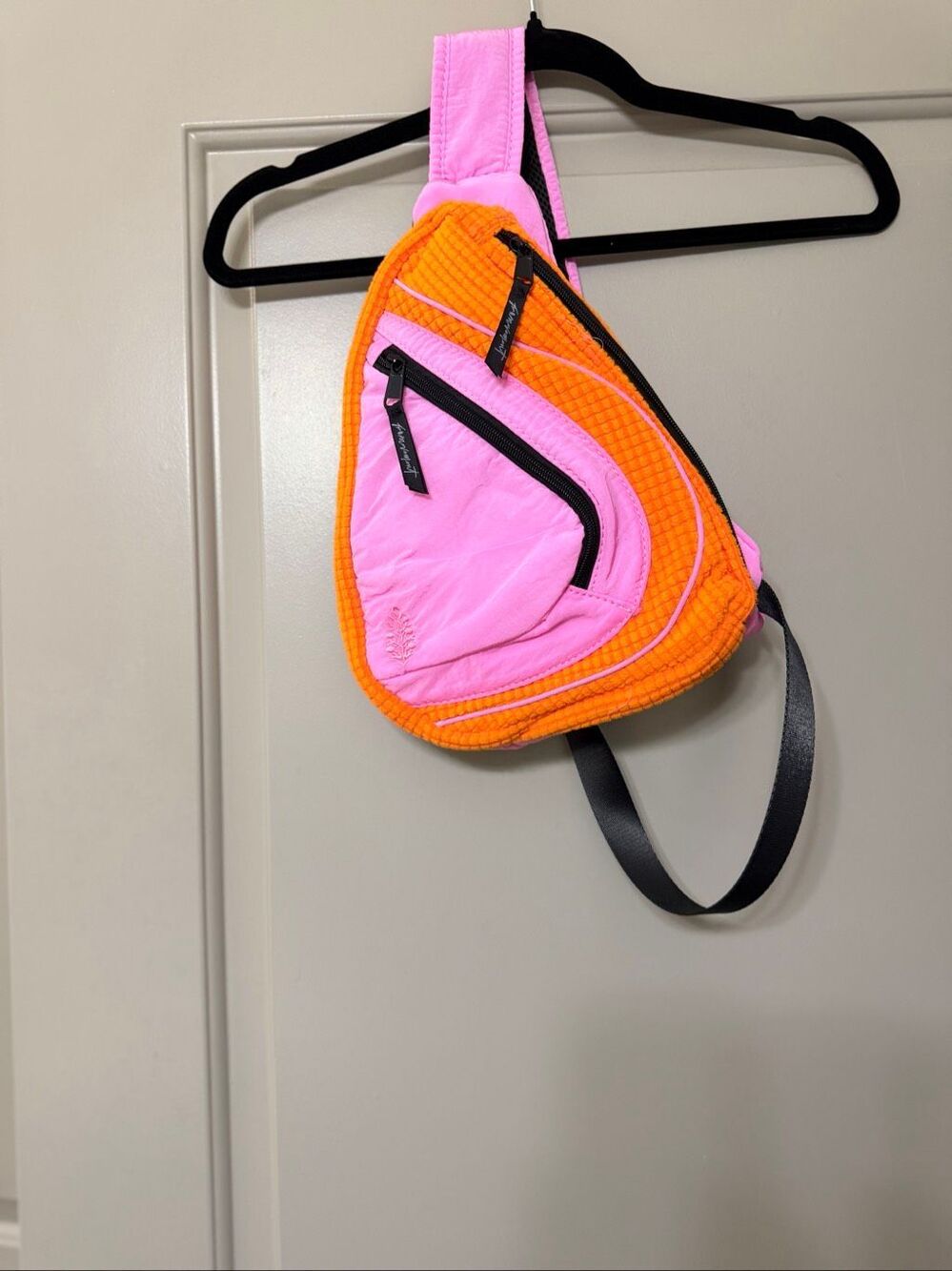 FP Movement Free People Womens Neon Orange Pink Sling Crossbody Backpack Bag